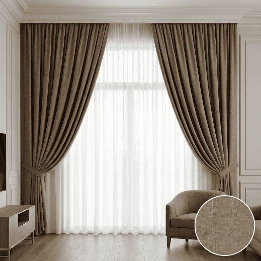 Brown American Style Curtains